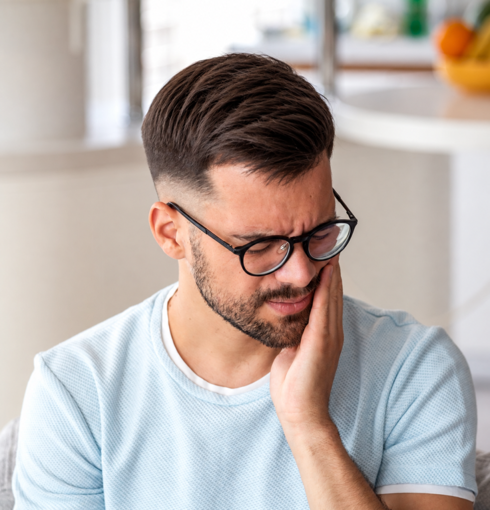 young man with tooth pain